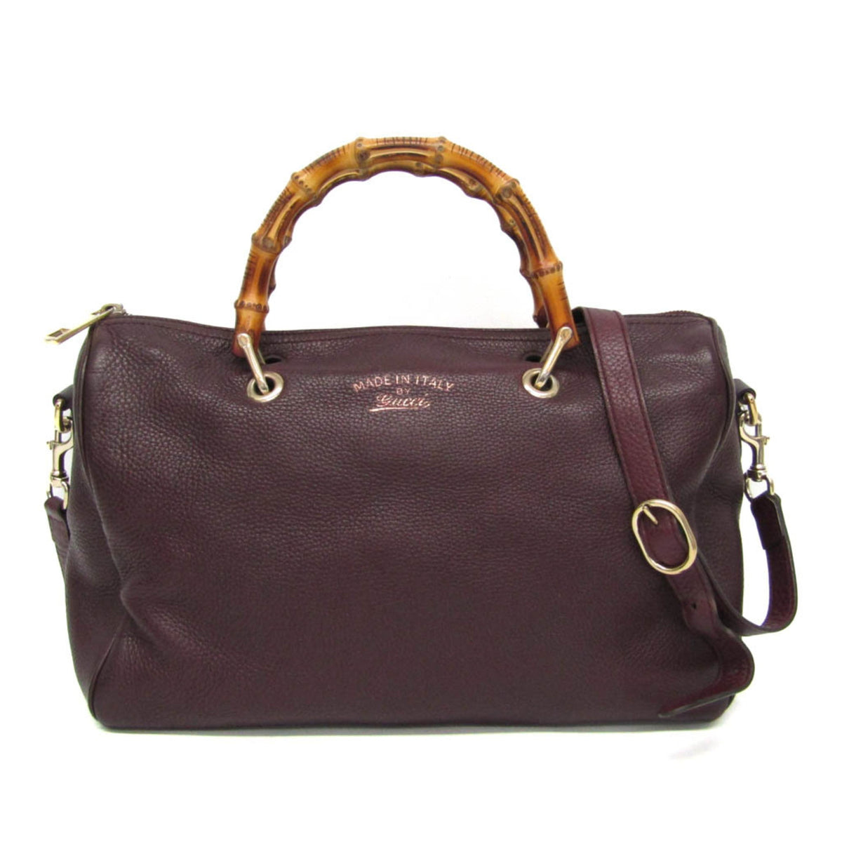 Gucci Bamboo – Sac à main en cuir couleur vin (d'occasion)