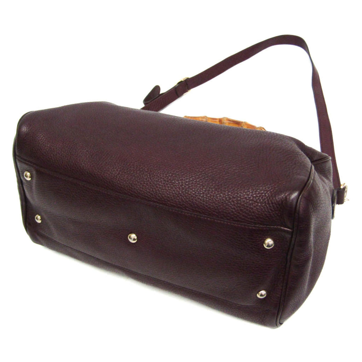 Gucci Bamboo – Sac à main en cuir couleur vin (d'occasion)