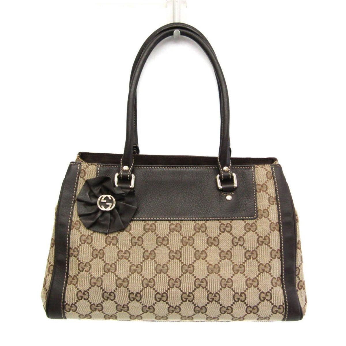 Gucci GG Canvas – Sac à main en toile monogramme beige et cuir brun (d'occasion)