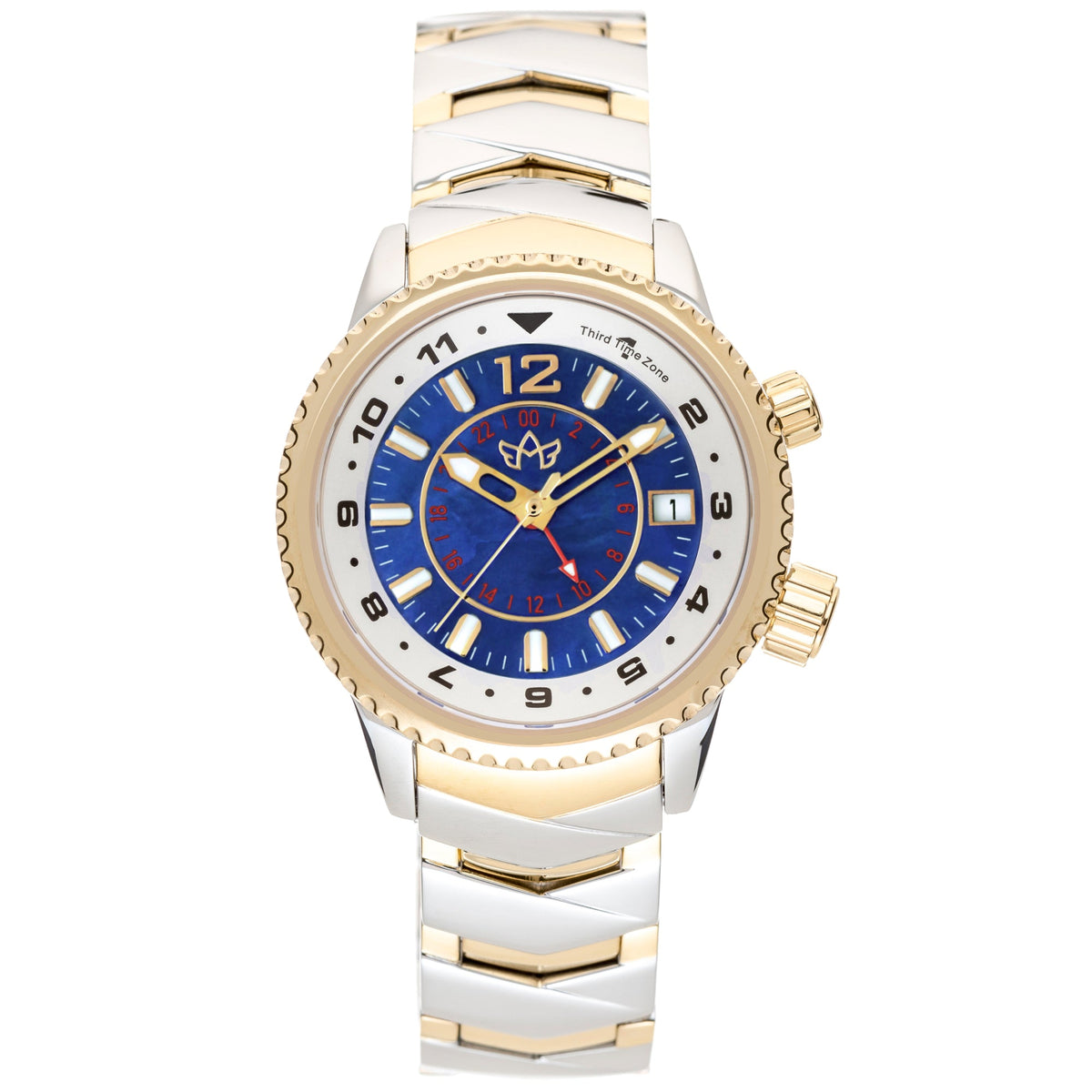 Montre Elise – Montre à quartz GMT trois fuseaux horaires, cadran nacre