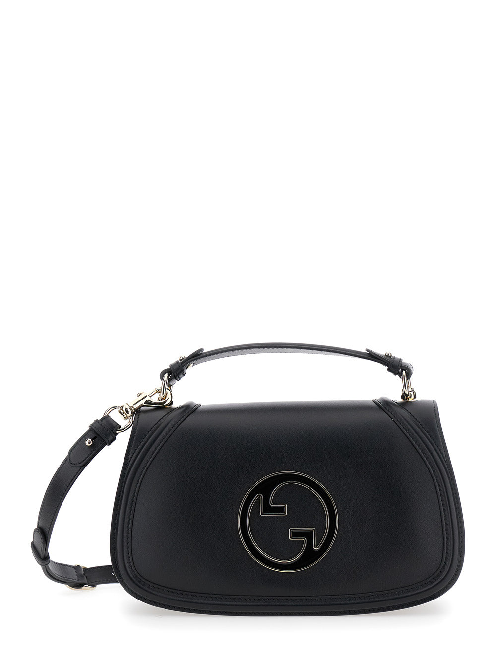 Gucci Blondie – Sac à main en cuir noir, plaque logo GG