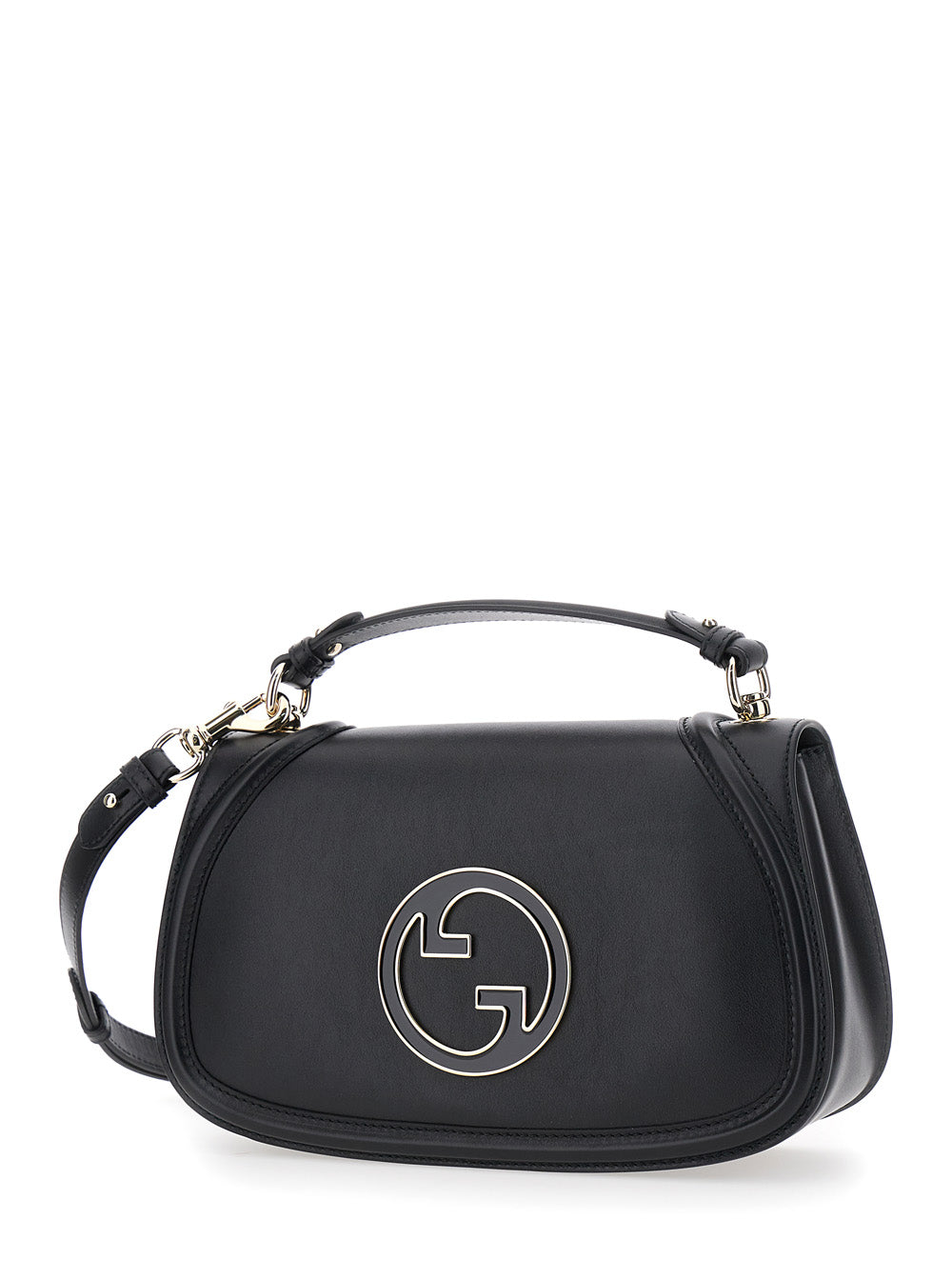 Gucci Blondie – Sac à main en cuir noir, plaque logo GG