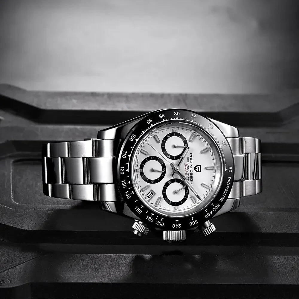 Pagani Design – Montre chronographe à quartz pour homme, lunette céramique, étanche 100 m