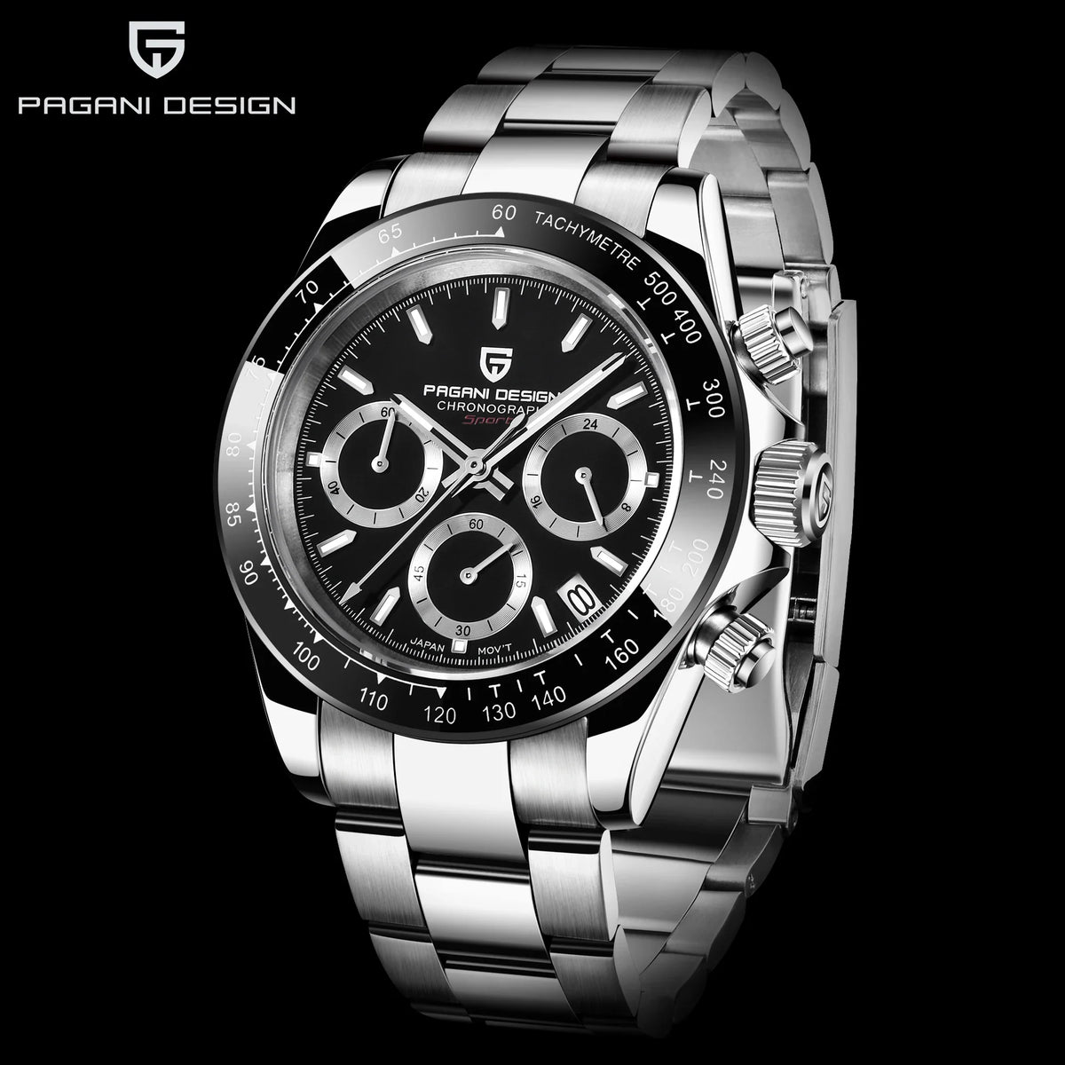 Pagani Design – Montre chronographe à quartz pour homme, lunette céramique, étanche 100 m