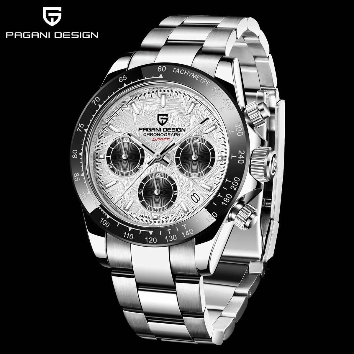 Pagani Design – Montre chronographe à quartz pour homme, lunette céramique, étanche 100 m