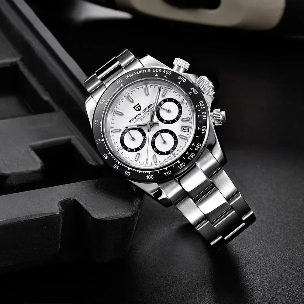 Pagani Design – Montre chronographe à quartz pour homme, lunette céramique, étanche 100 m