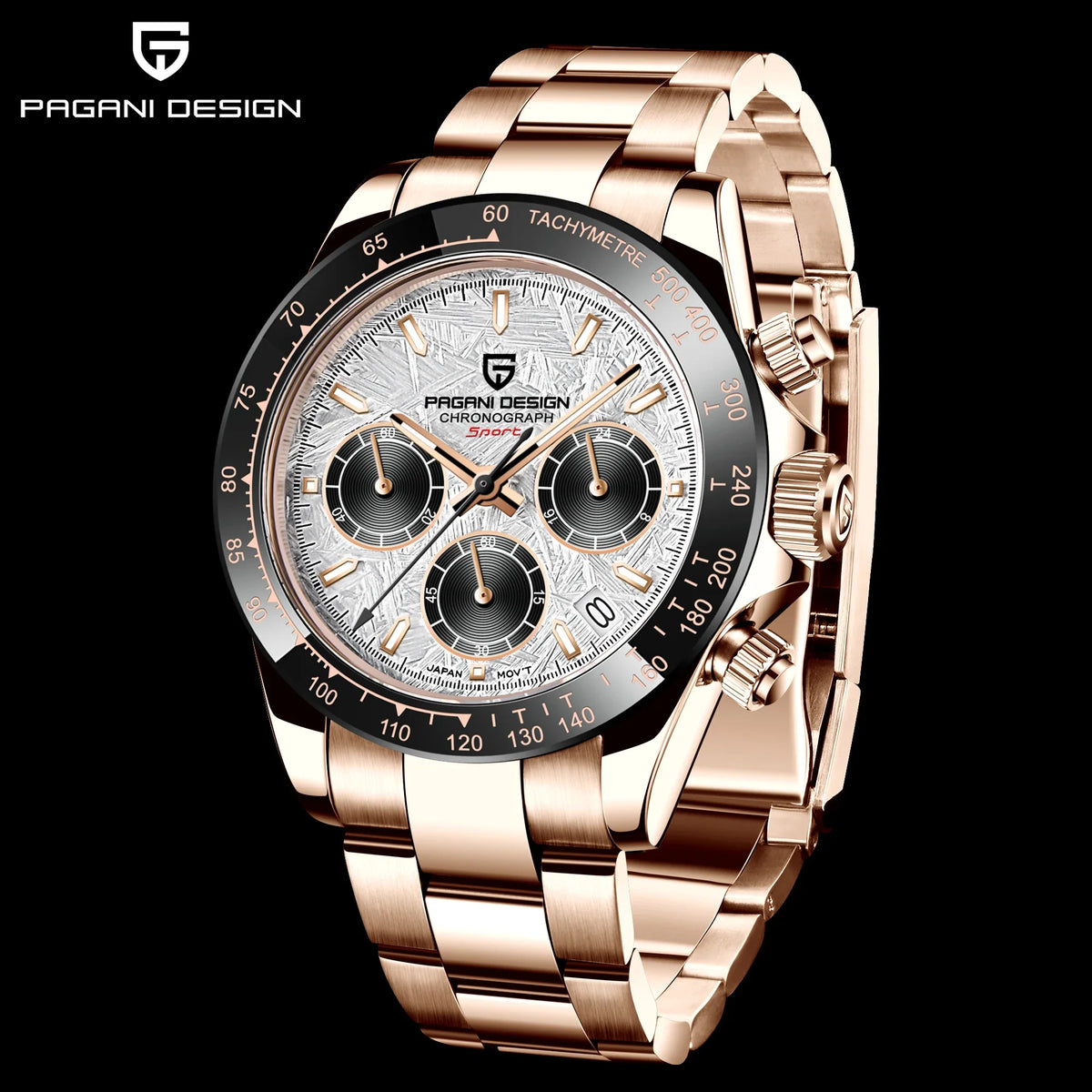 Pagani Design – Montre chronographe à quartz pour homme, lunette céramique, étanche 100 m