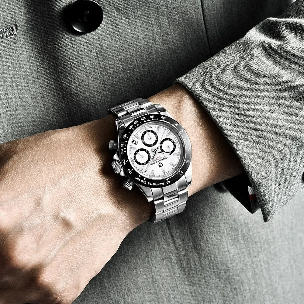Pagani Design – Montre chronographe à quartz pour homme, lunette céramique, étanche 100 m