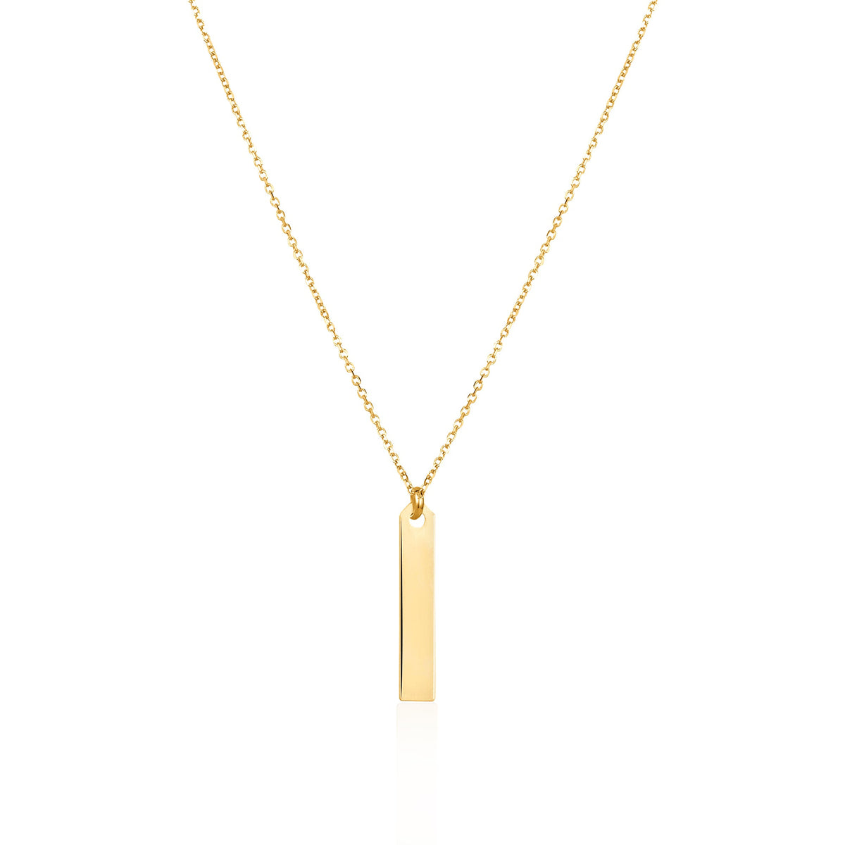 Collier pendentif barre verticale gravable en or jaune 14K