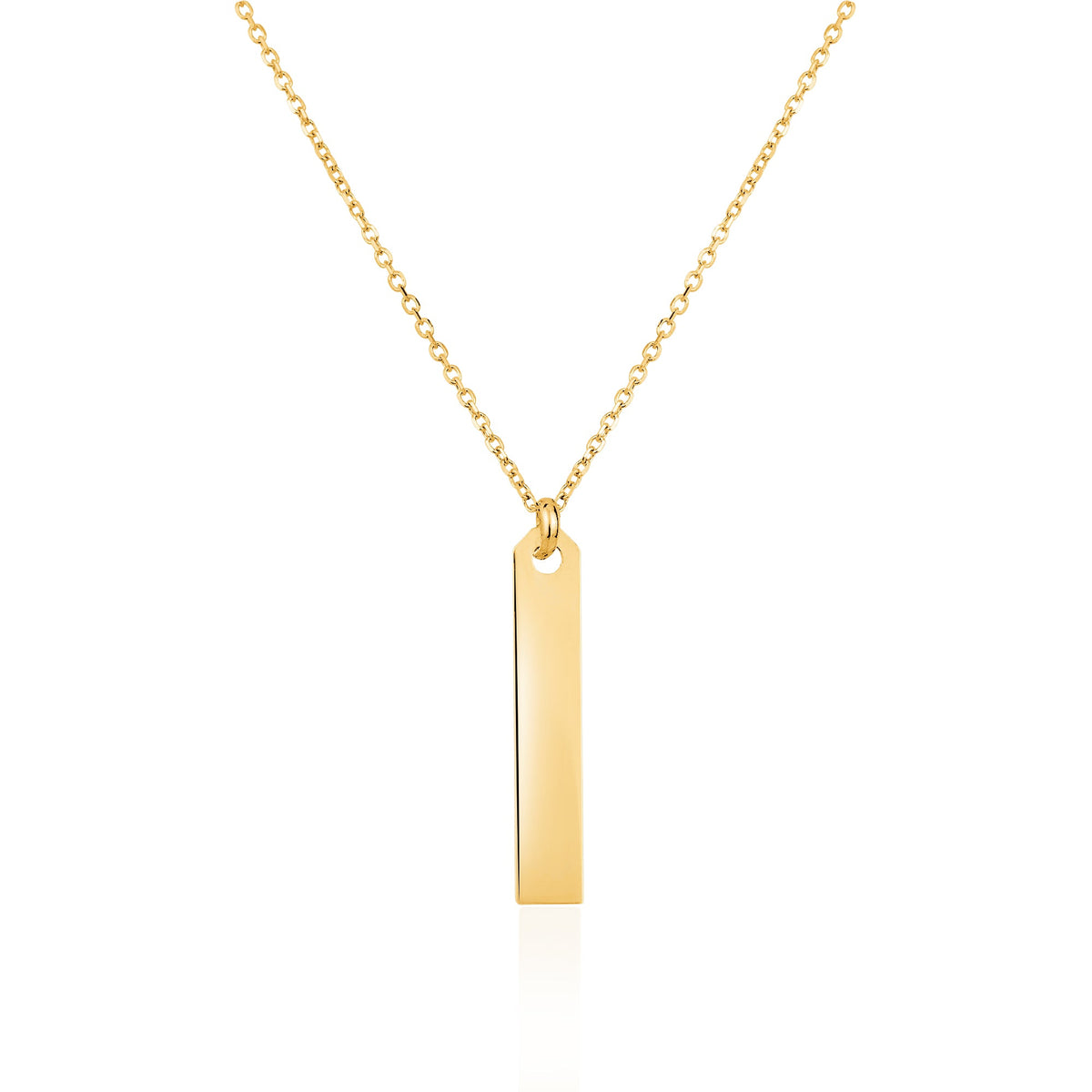 Collier pendentif barre verticale gravable en or jaune 14K